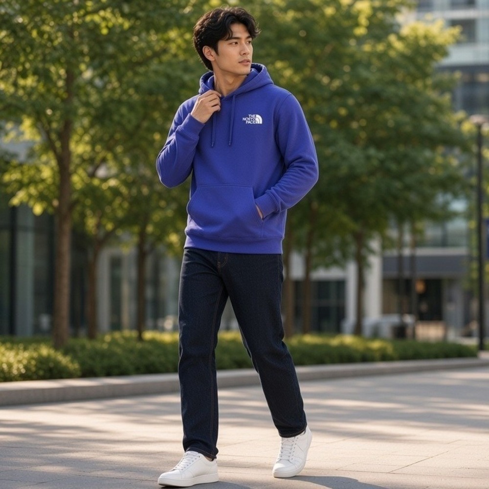 The North Face Men's Blue Hoodie Sweatshirt Never Stop Exploring Gorpcore Size L